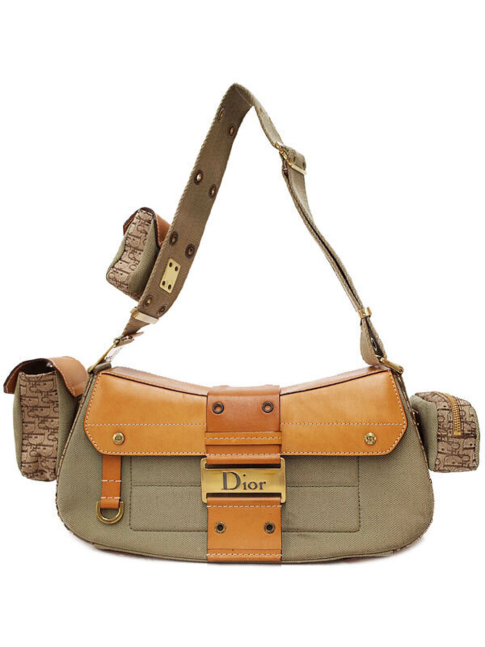 Christian Dior Khaki Canvas Street Chic Columbus Bag John Galliano